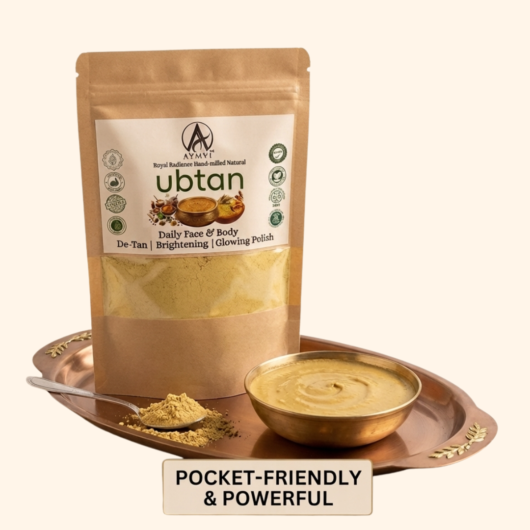 Aymvi Ubtan Minimalist Eco-Pack 180 grams Royal Radiance Glow Face and Body Power Polish - Image 3
