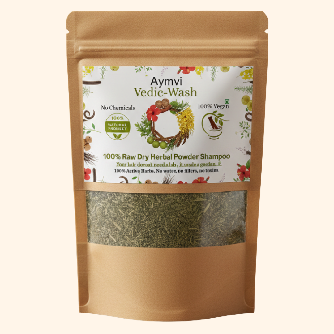 Aymvi Vedic-Wash Herbal Powder Hair Cleanser,100% Natural, Vegan, No Chemicals, Raw Dry Powder, Active Herbs (180 g) - Image 2