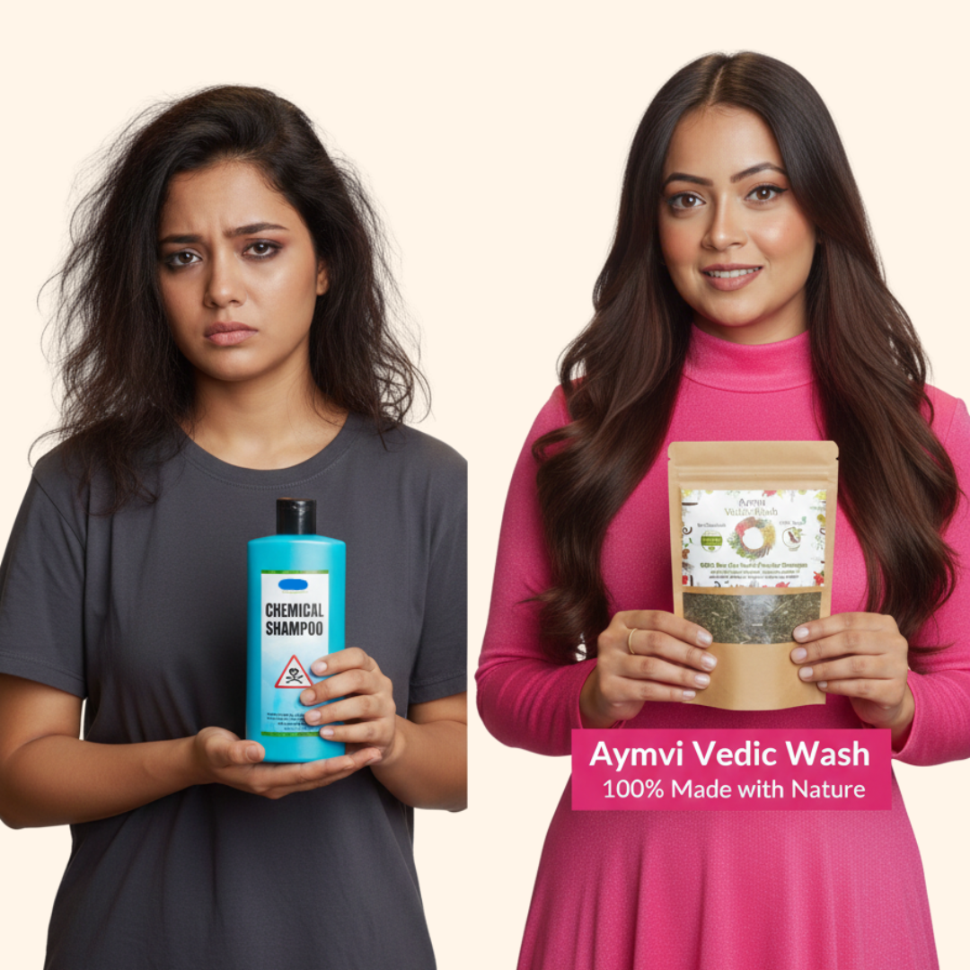 Aymvi Vedic-Wash Herbal Powder Hair Cleanser,100% Natural, Vegan, No Chemicals, Raw Dry Powder, Active Herbs (180 g) - Image 4