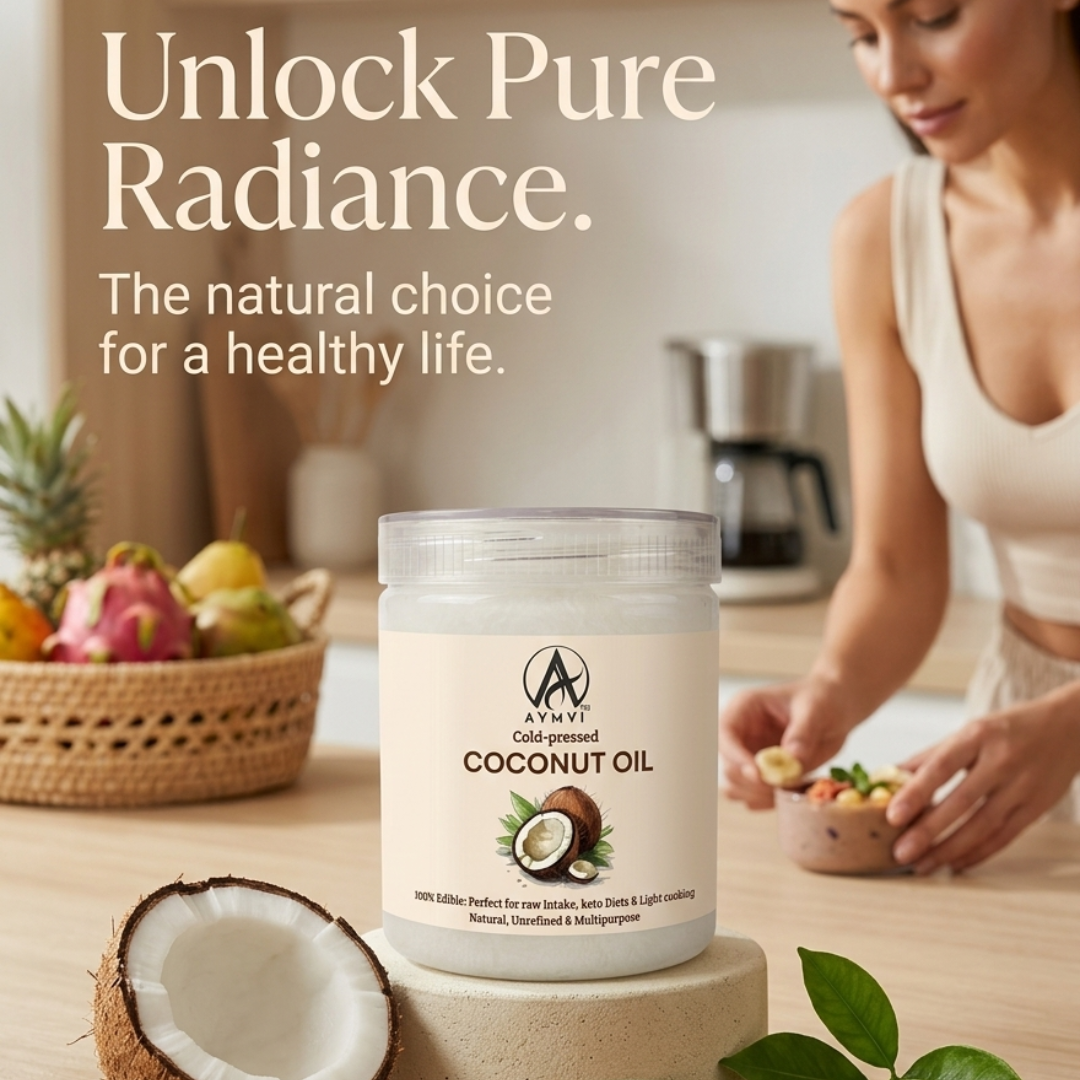 Pure, unrefined, and 100% edible cold-pressed coconut oil—your ultimate natural solution for nourishing hair, hydrating skin, keto diets, and light cooking with zero additives or toxins.