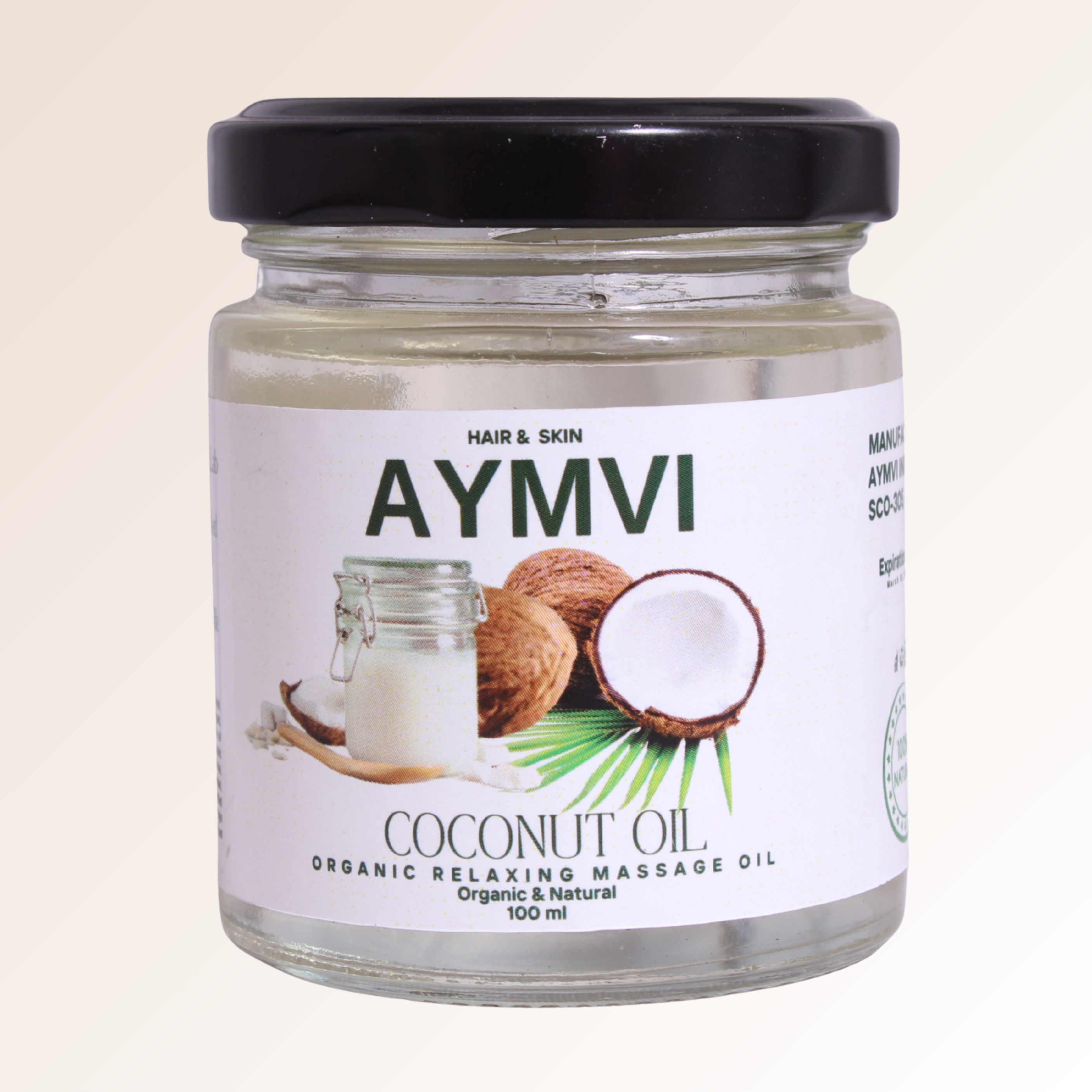 AYMVI Coconut Oil for Hair and Skin Care, 100% Natural Organic